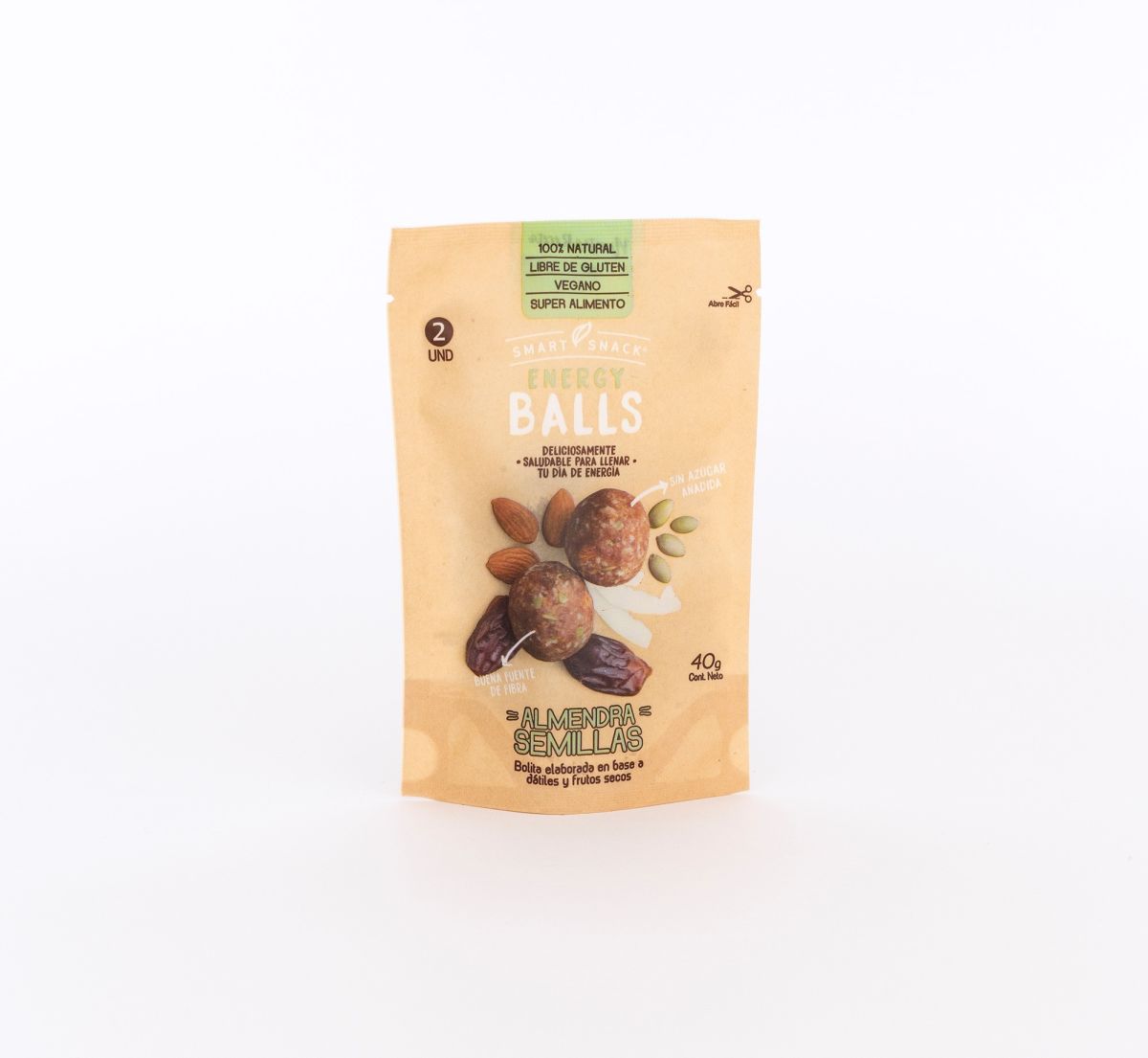 Energy balls semillas de calabaza y almendras 40 gramos Marca Smart Snack