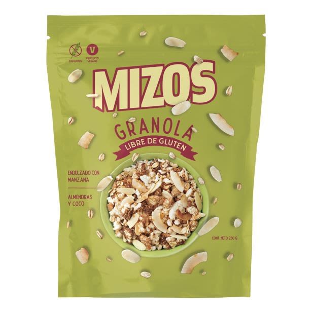 Granola almendra coco 250 gramos Marca Mizos