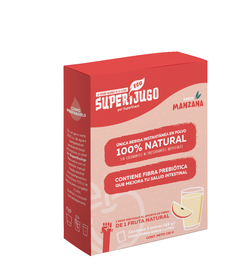Super jugo bebida instantanea sabor manzana 135 gramos Marca Supersnack