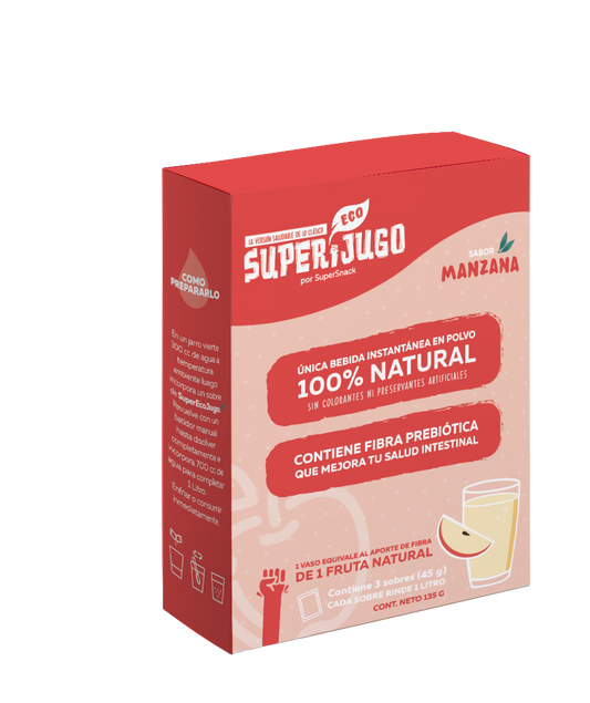 Super jugo bebida instantanea sabor manzana 135 gramos Marca Supersnack