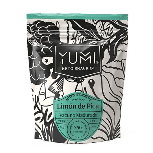 Snack keto de carne sabor limon de pica 75 gramos Marca Yumi