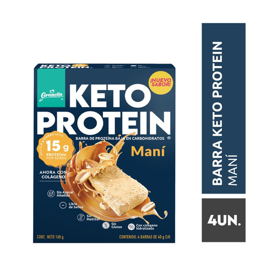 Display 4 unidades barra keto protein mani 40 gramos Marca Granolin