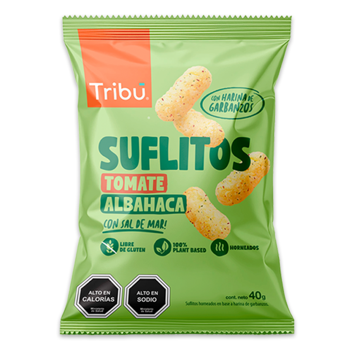 Caja suflito tomate albahaca 20 unidades de 40 gramos Marca Tribu