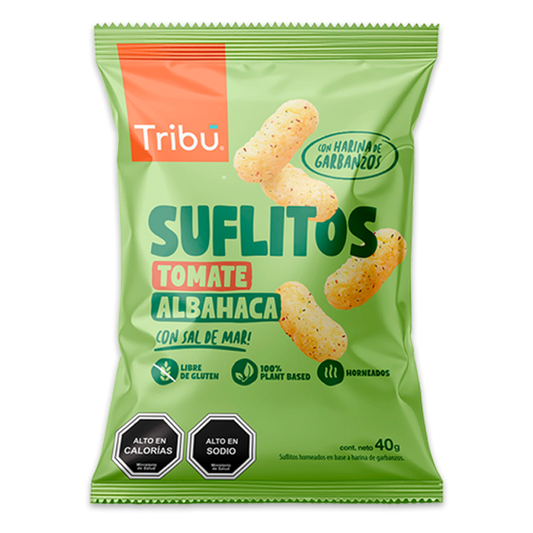 Caja suflito tomate albahaca 20 unidades de 40 gramos Marca Tribu