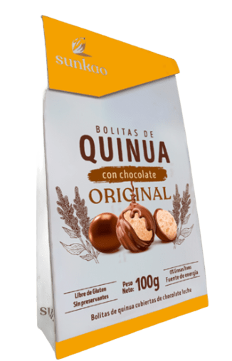 Bolitas de quinoa cubiertas de chocolate con leche 100 gramos Marca Sunkao