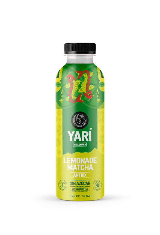 Bebida de te matcha sabor limon y menta 475 cc  Marca Yari Drinks