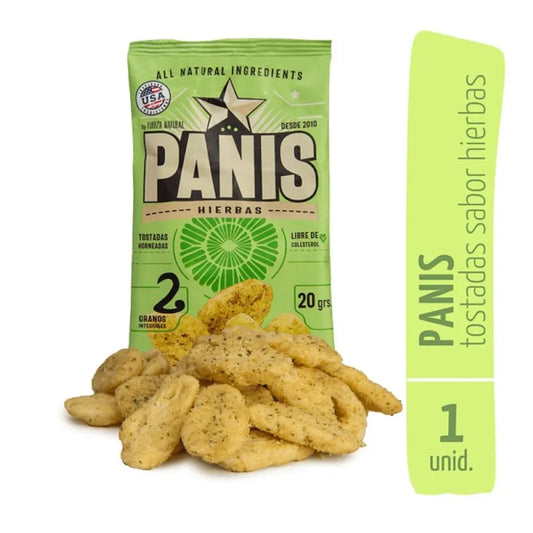 Panis snack salado sabor hierbas de 20 gramos Marca Fuerza Natural