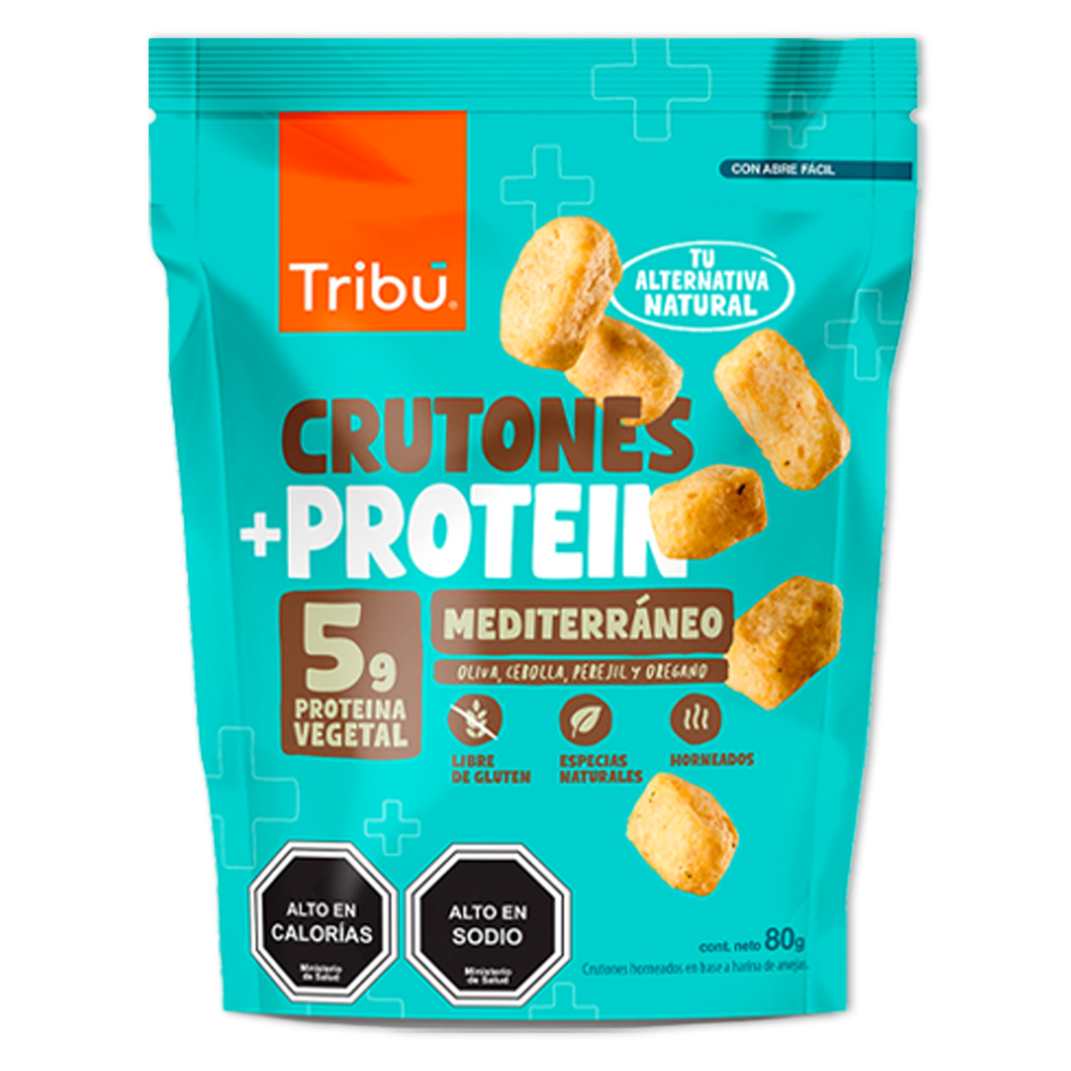 Caja crutones protein mediterraneo 15 unidades de 80 gramos Marca Tribu
