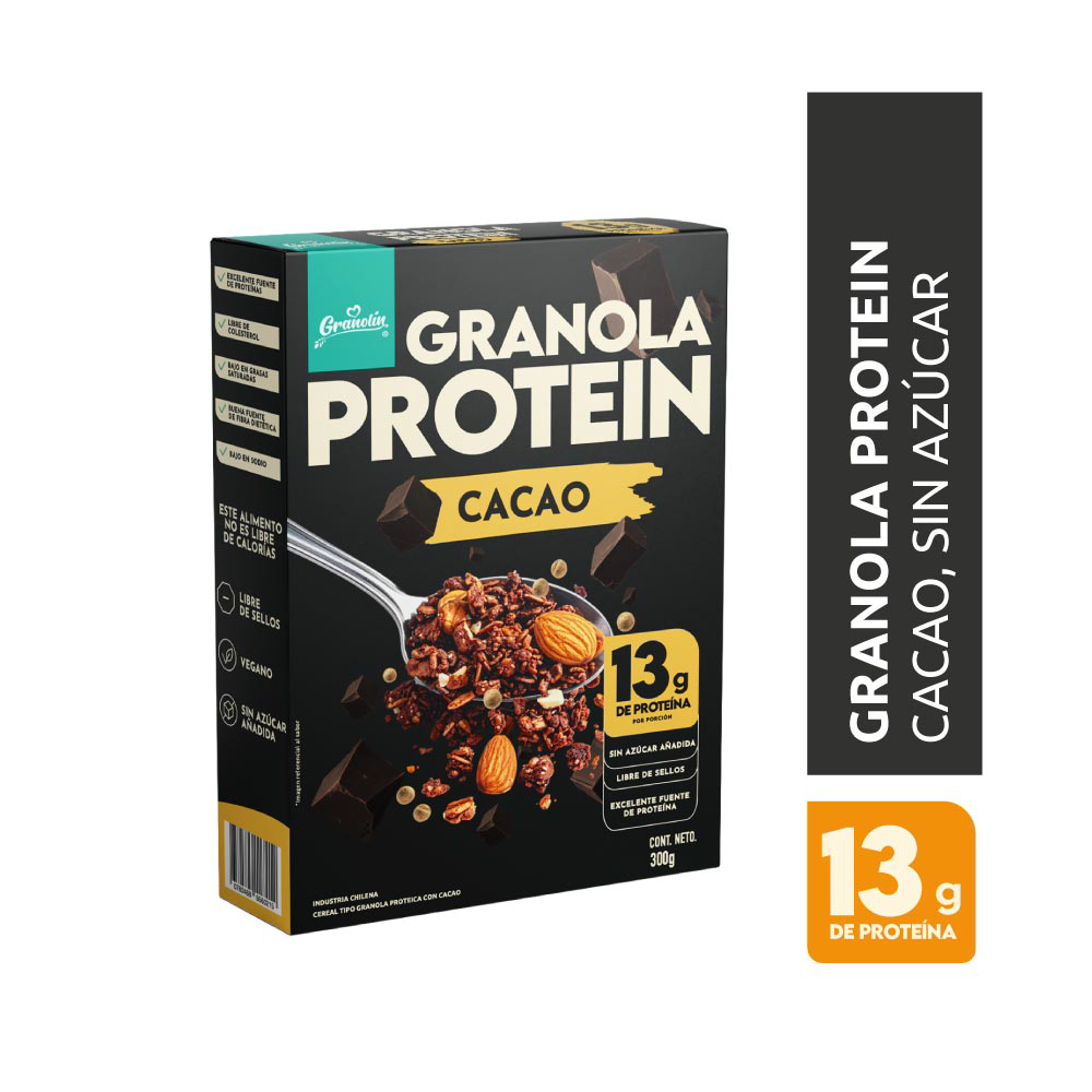 Granola protein cacao 300 gramos Marca Granolin