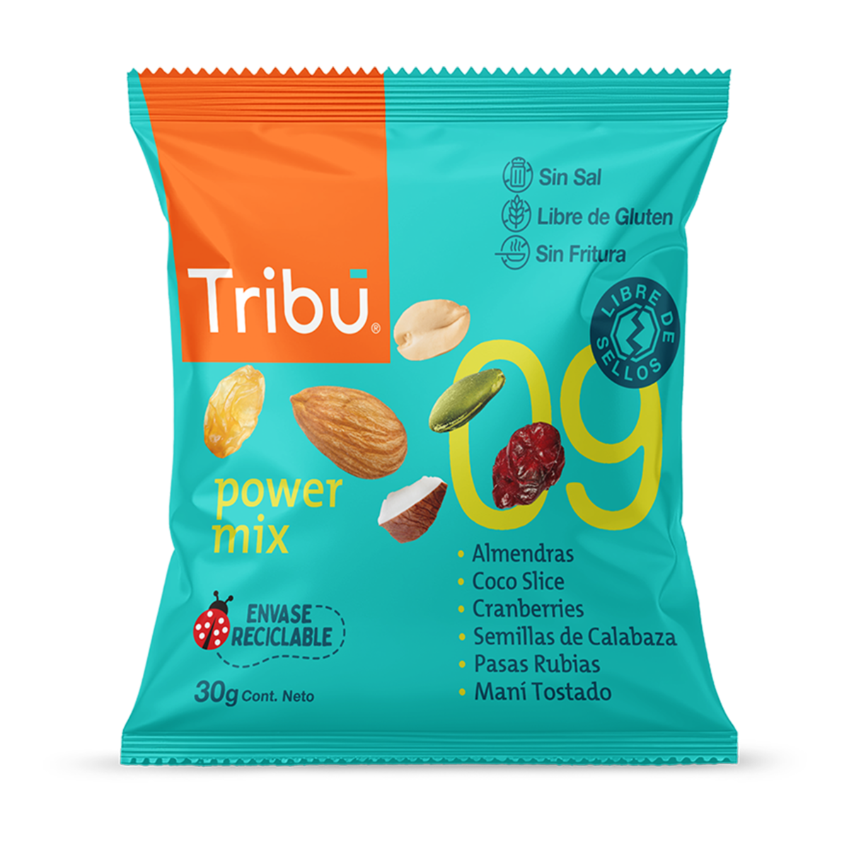 Caja mix power mix 128 unidades de 30 gramos Marca Tribu