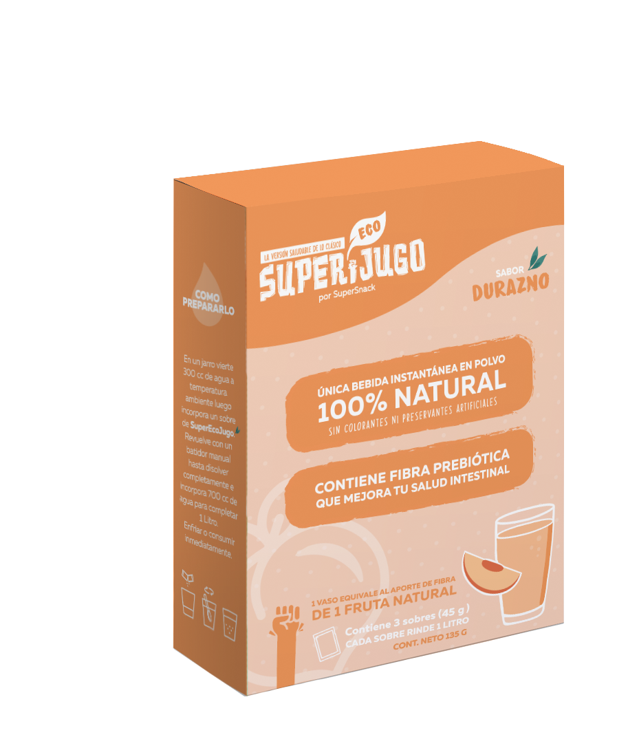 Super jugo bebida instantanea sabor durazno 135 gramos Marca Supersnack