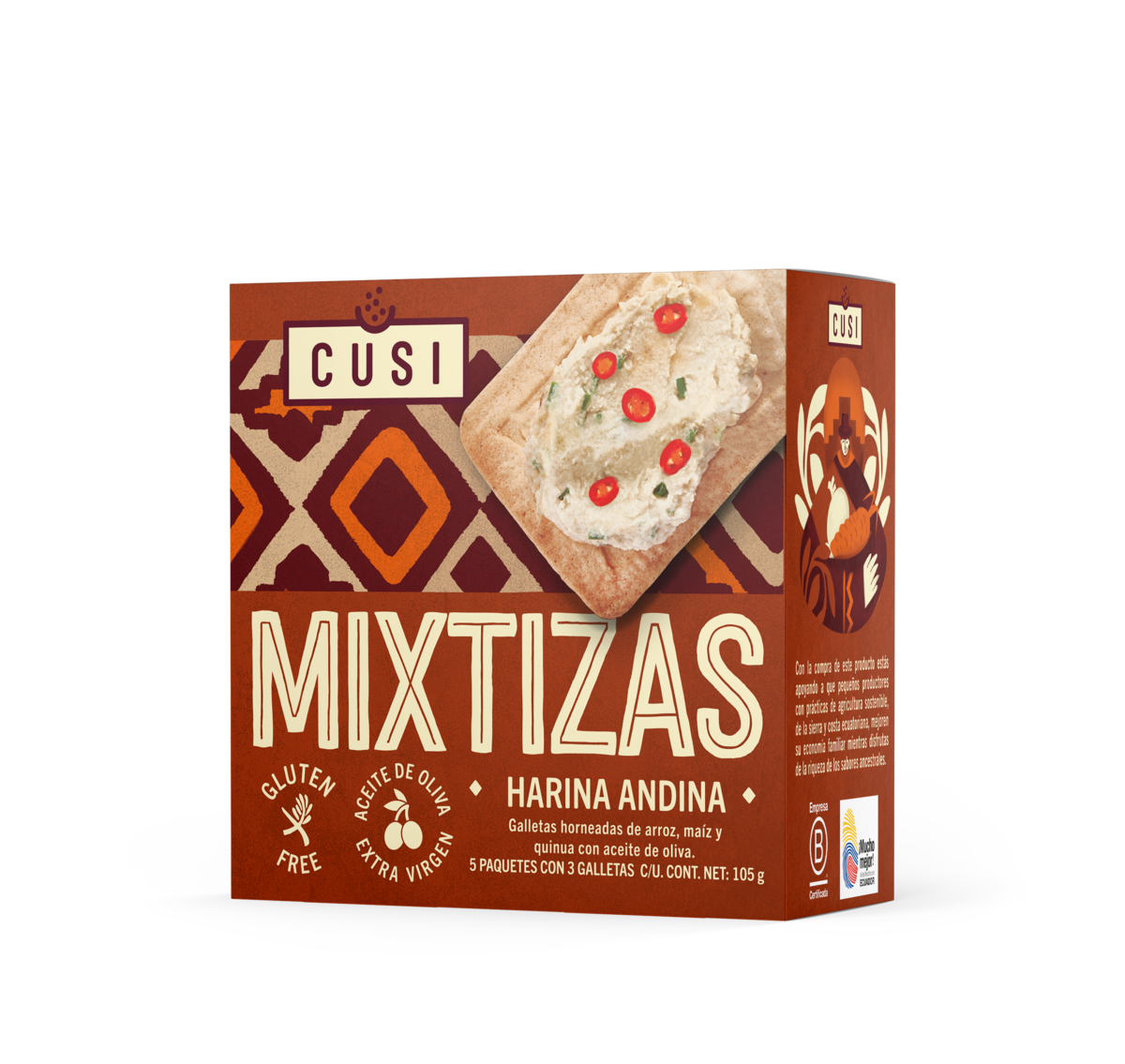 Crackers de arroz, maiz y yuca 105 gramos Marca Cusi