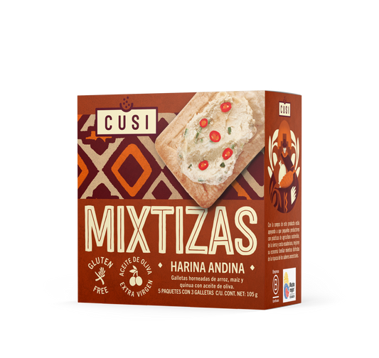 Crackers de arroz, maiz y yuca 105 gramos Marca Cusi