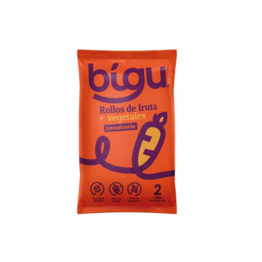 Rollo de frutas y zanahoria 25 gramos Marca Bigu snacks