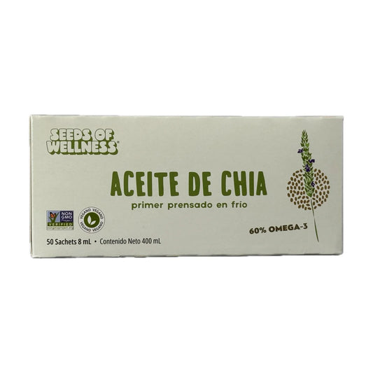 Caja Aceite de chia 50 unidades de 8 ml Marca Sow