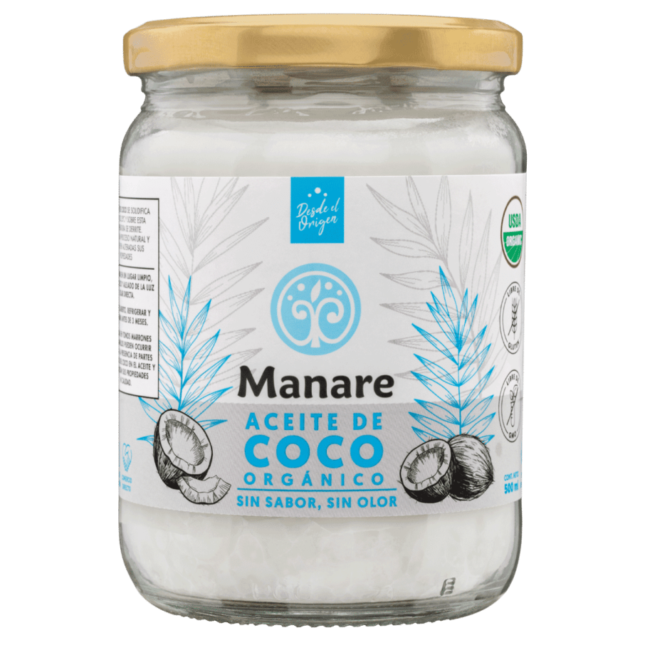 Aceite de coco organico sin olor sin sabor 500 ml Marca Manare