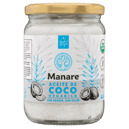 Aceite de coco organico sin olor sin sabor 500 ml Marca Manare