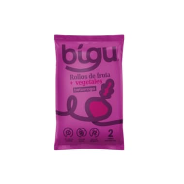 Rollo de frutas y betarraga 25 gramos Marca Bigu snacks