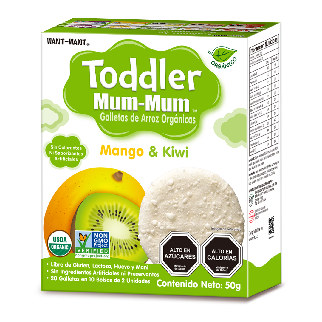 Galleta toddler de arroz mango kiwi 50 gramos Marca Baby Mum-Mum
