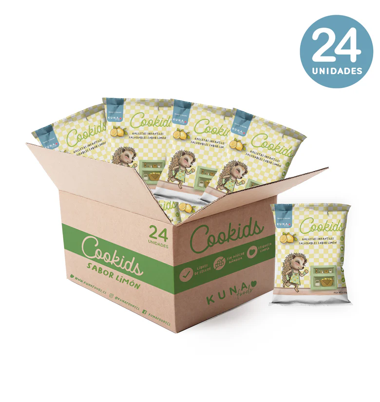 Caja Galletas cookids sabor limon 24 unidades de 30 gramos Marca Kuna Foods